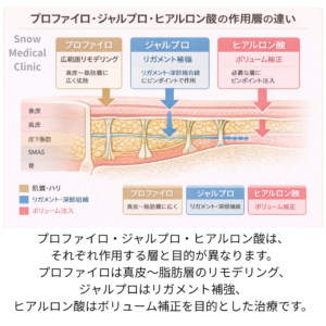 プロファイロとジャルプロスーパーハイドロの違い｜作用層・成分・効果を比較した図